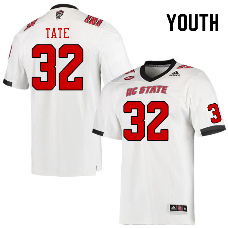 Youth #32 Michael Tate NC State Wolfpack College Football Jerseys Stitched Sale-White - Click Image to Close
